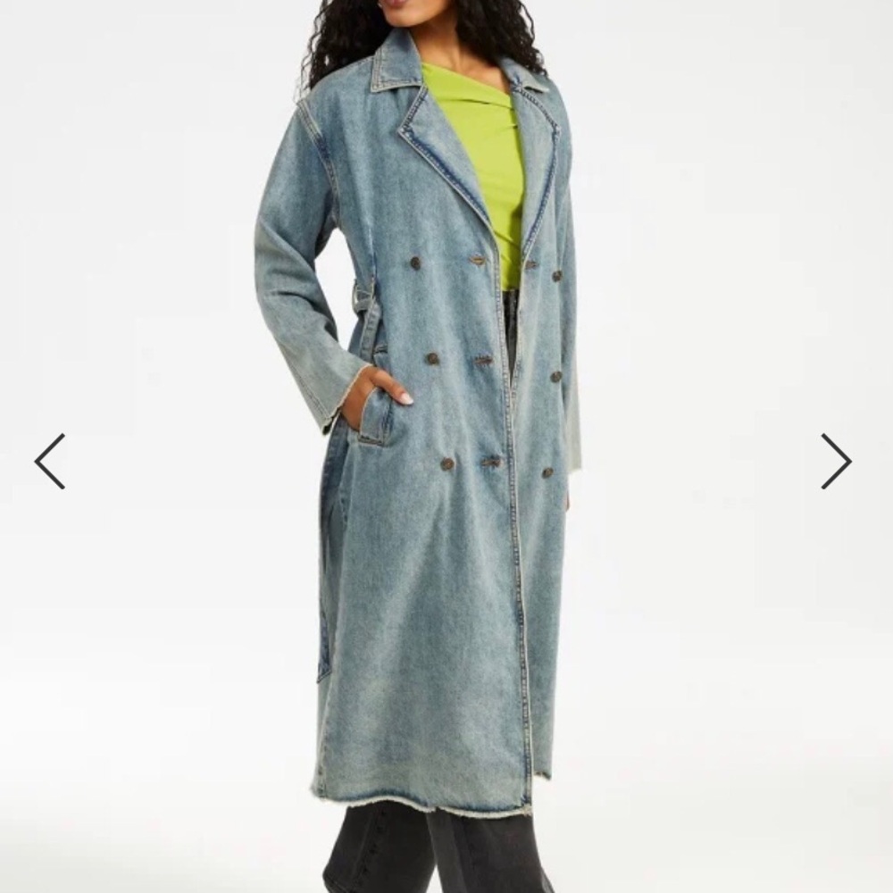 Cotton Denim Duster Blazer Style Jacket Small FIRM.